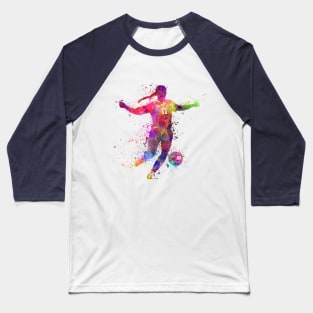 Girl playing soccer football player silhouette Baseball T-Shirt